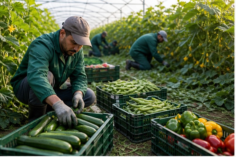 Fresh vegetable harvesting in the field